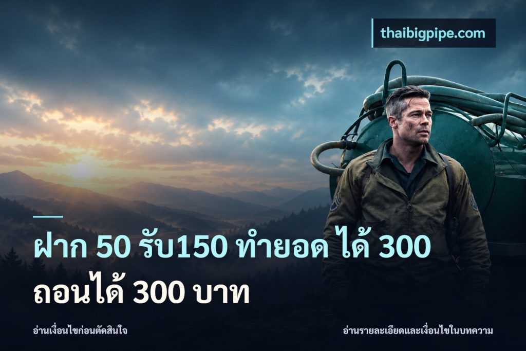 ฝาก 50 รับ150 ทำยอด ได้ 300 ถอนได้ 300 บาท