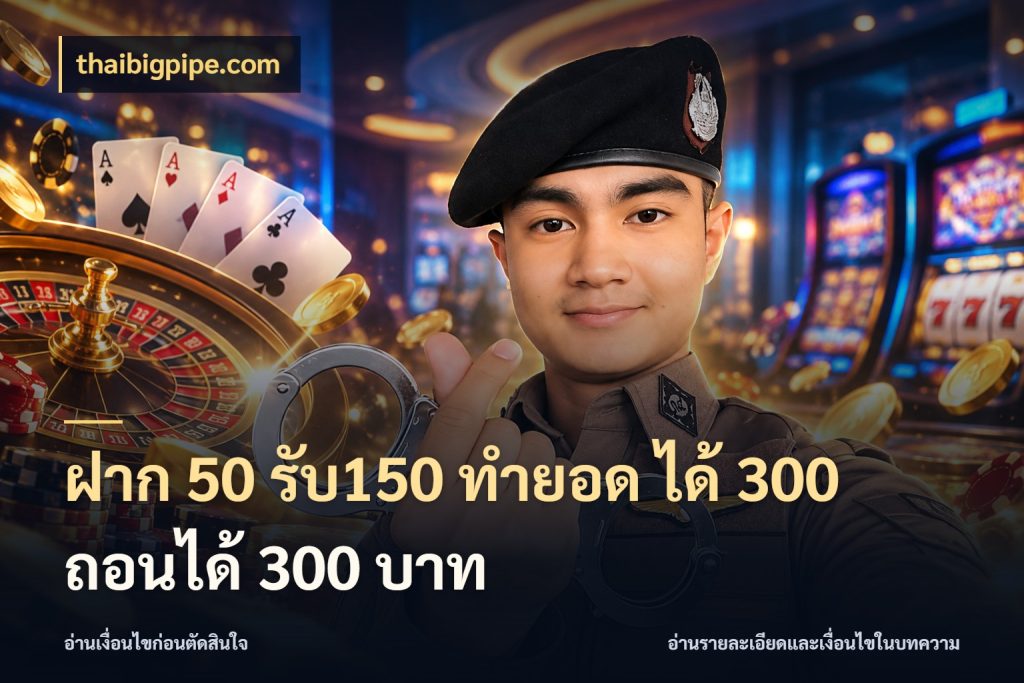 ฝาก 50 รับ150 ทำยอด ได้ 300 ถอนได้ 300 บาท