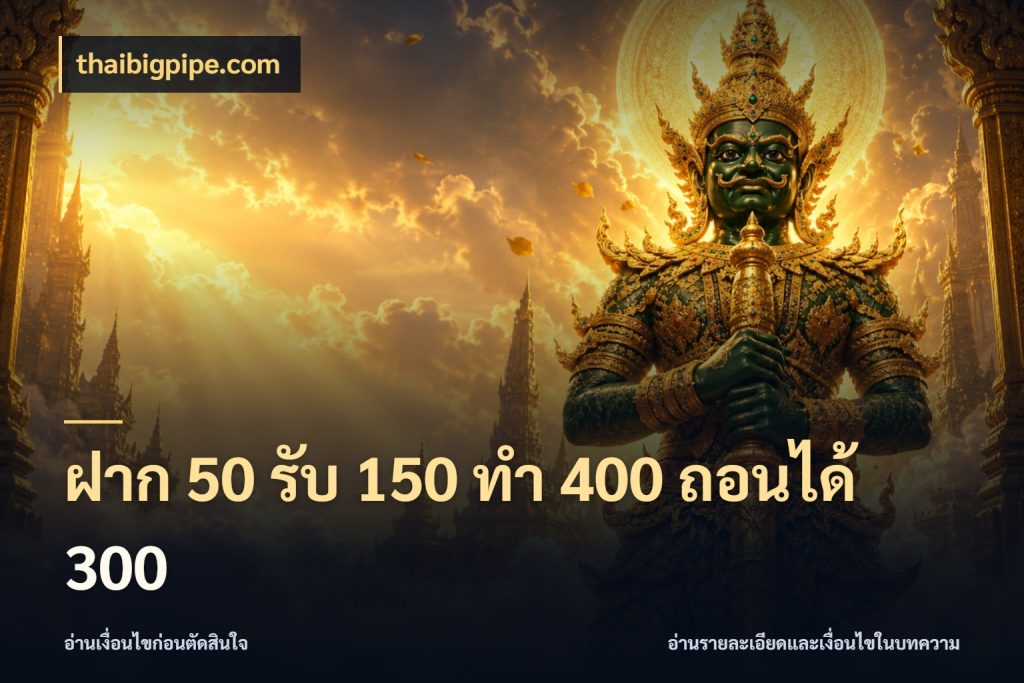 ฝาก 50 รับ 150 ทํา 400 ถอนได้ 300