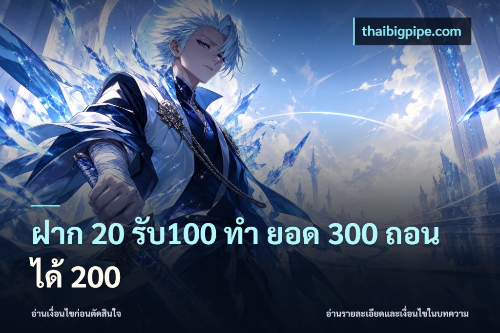 ฝาก 20 รับ100 ทํา ยอด 300 ถอนได้ 200