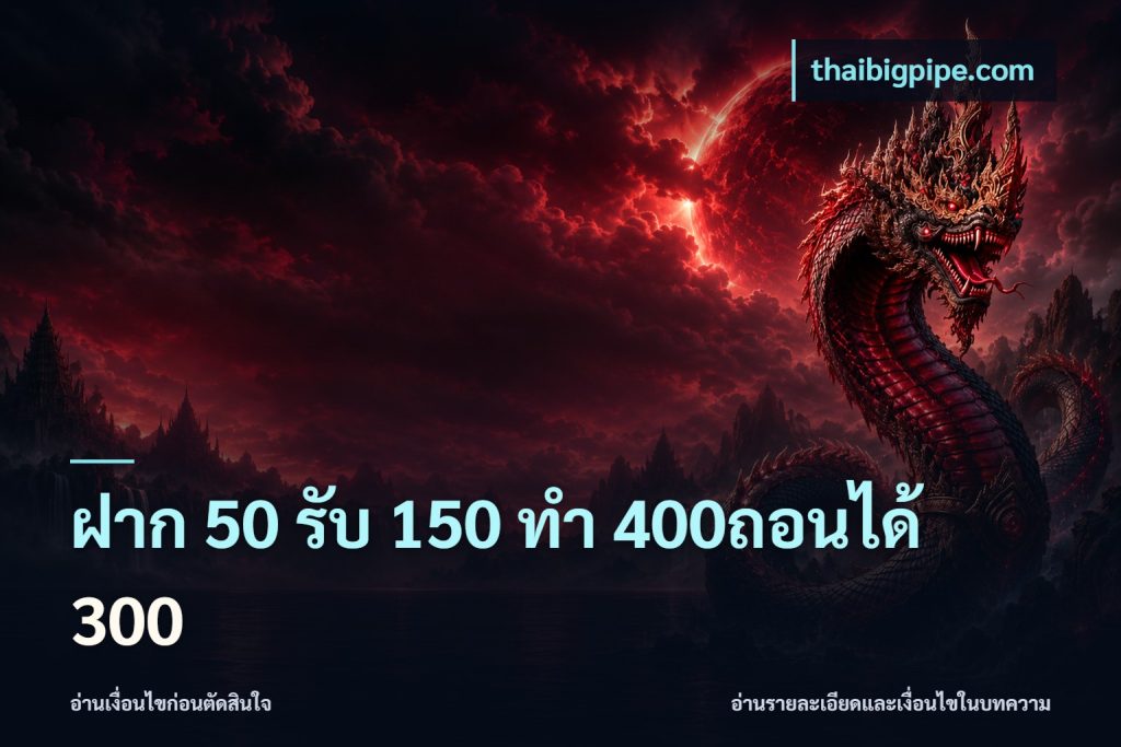 ฝาก 50 รับ 150 ทํา 400ถอนได้ 300
