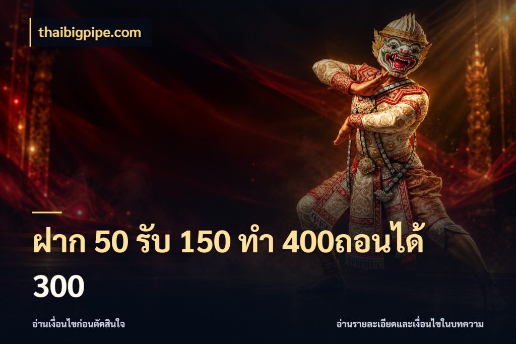 ฝาก 50 รับ 150 ทํา 400ถอนได้ 300