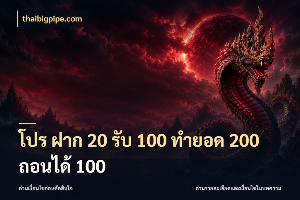 โปร ฝาก 20 รับ 100 ทำยอด 200 ถอนได้ 100