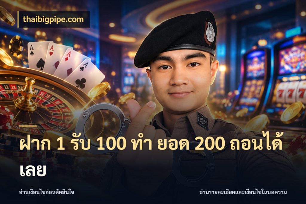 ฝาก 1 รับ 100 ทํา ยอด 200 ถอนได้เลย