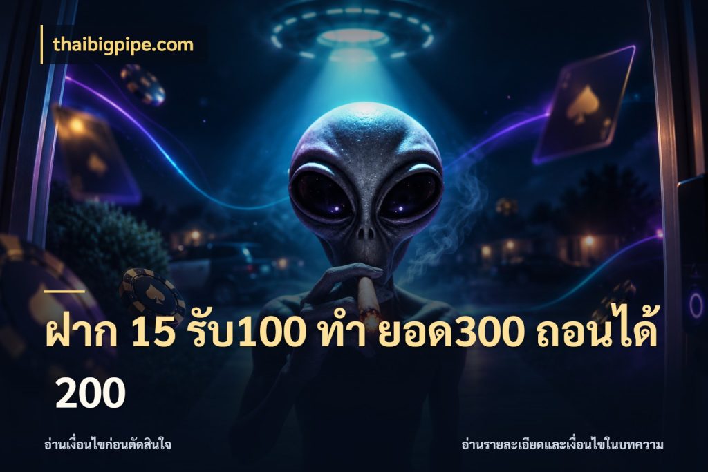 ฝาก 15 รับ100 ทํา ยอด300 ถอนได้ 200