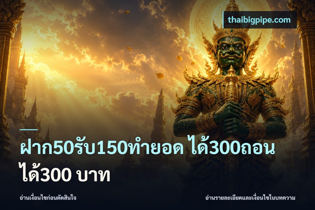 ฝาก50รับ150ทำยอด ได้300ถอนได้300 บาท
