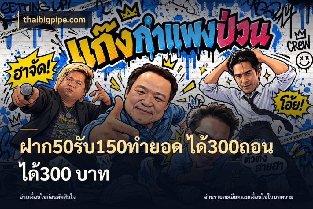 ฝาก50รับ150ทำยอด ได้300ถอนได้300 บาท