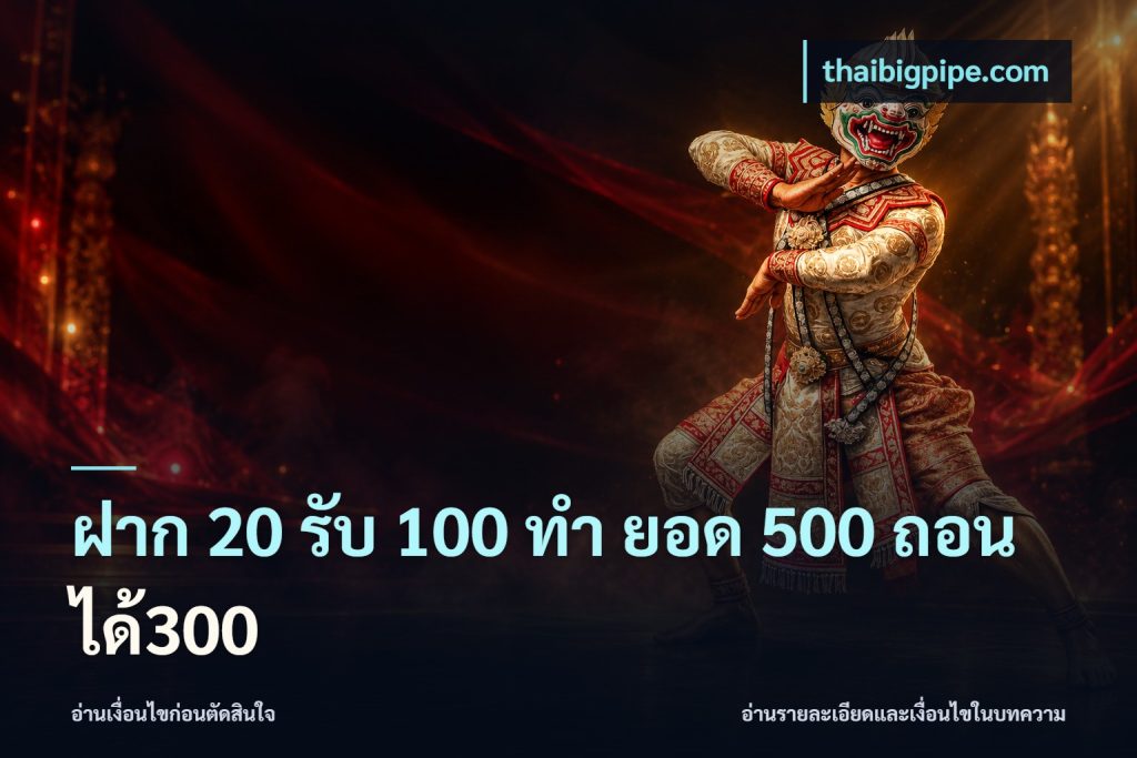 ฝาก 20 รับ 100 ทํา ยอด 500 ถอนได้300