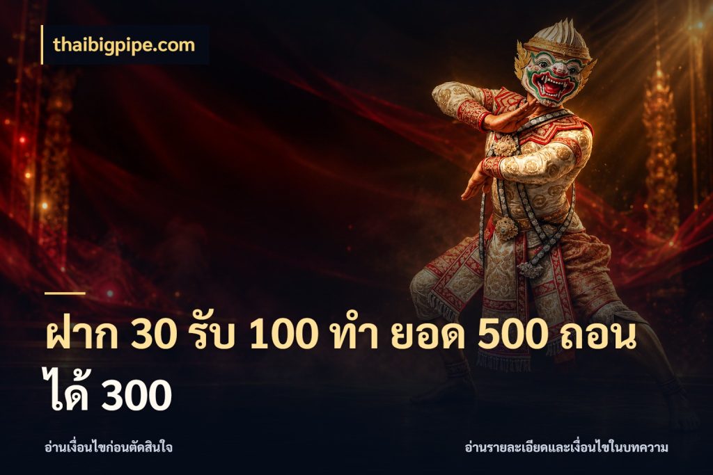 ฝาก 30 รับ 100 ทํา ยอด 500 ถอนได้ 300
